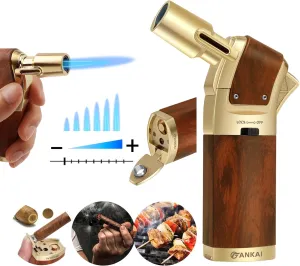 Torch Lighter,Cigar Lighter with Cigar Punch Set,Lighters for Smoking,Cooking Torch with Safe Lock,Refillable Kitchen Torch Lighter for Cooking,BBQ,Crème Brulee,Baking,Welding,Resin