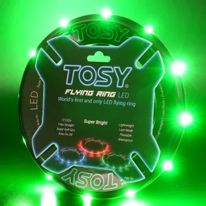 TOSY Flying Ring - 12 LEDs, Super Bright, Lost Mode, Auto Light Up, 4th of July Camping Essentials for Kids/Teens/Boy/Girl, Safe & Soft, Waterproof, Pool/Beach Games, Lightweight Toy (Green)