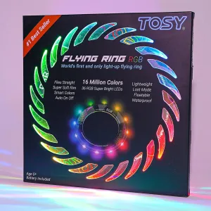 TOSY Flying Ring - 12 LEDs, Super Bright, Lost Mode, Auto Light Up, Camping Essentials for Kids/Teens/Boy/Girl, Safe & Soft, Waterproof, Pool/Beach Games, Lightweight Toy (Green)