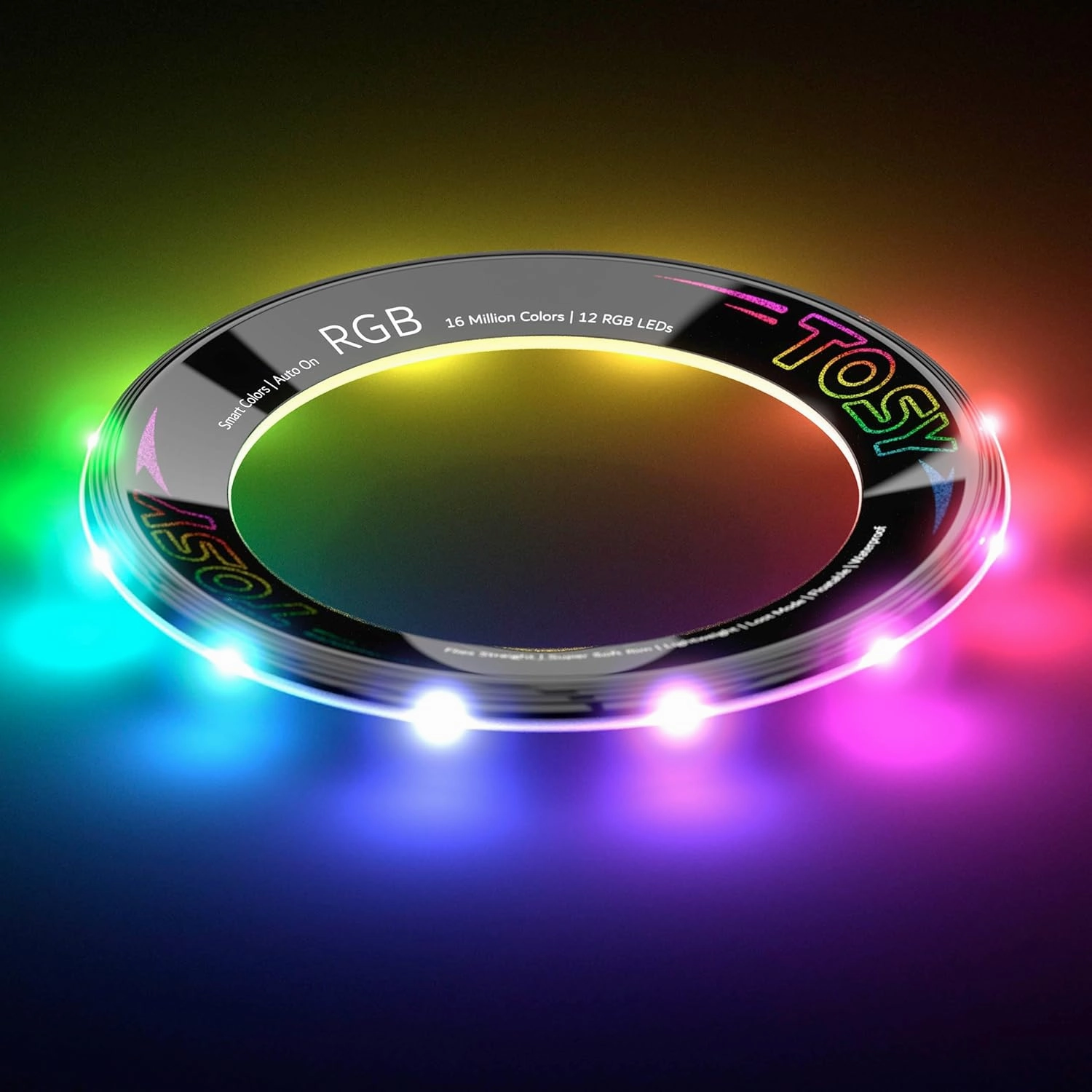 TOSY Flying Ring - 16 Million Color RGB LEDs or 12 LEDs, Super Bright, Lost Mode, Auto Light Up, Camping Essentials for Kids/Teens/Boy/Girl, Safe & Soft, Waterproof, Pool/Beach Games, Lightweight Toy