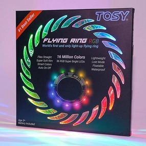 TOSY Flying Ring - 16 Million Color RGB or 12 LEDs, Super Bright, Lost Mode, Auto Light Up, 4th of July Camping Essentials for Kids/Teens/Boy/Girl, Safe, Waterproof, Pool/Beach Games, Lightweight Toy