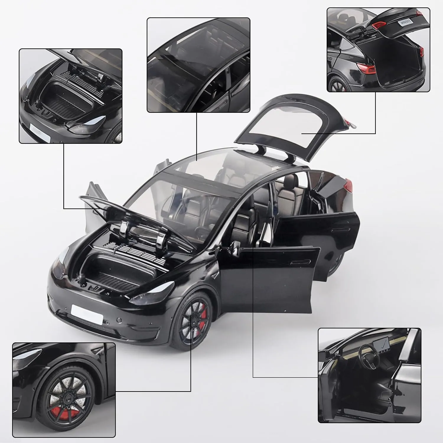Toy Cars Y 1/24 Zinc Alloy Diecast Metal Model Car, Pull Back Toy Model with Light and Music, Suitable for Children Aged 3 and Above as Gifts(Black)