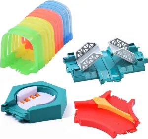 Toy Track Accessory Combination Replacement Only, Tunnel,Intersaction Bridge, Y Cross and Rotation Disk Tracks Cars Accessories