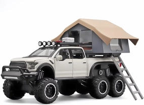 Toy Trucks for Boys Age 4-7,Trucks for Kids F150 Diecast Truck,Model F150 Pickup Truck with Sightseeing Cabin,Pull Back Cars with Light and Sound,Trucks for Kids Ages 4-8（White）