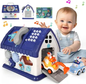 Toys for 1  Year Old Boy, 8 in 1 Sensory Toys for Toddlers 1-3, Early Educational Learning Toy for 12-18 Months with Music/Lights/Sound/Clock/Car and Map/Telephone