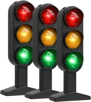 Toyvian 3Pcs Traffic Light Stoplight Model, 20x8cm Signs Mini Pretend Play Lamp Simulation Child Educational Toy
