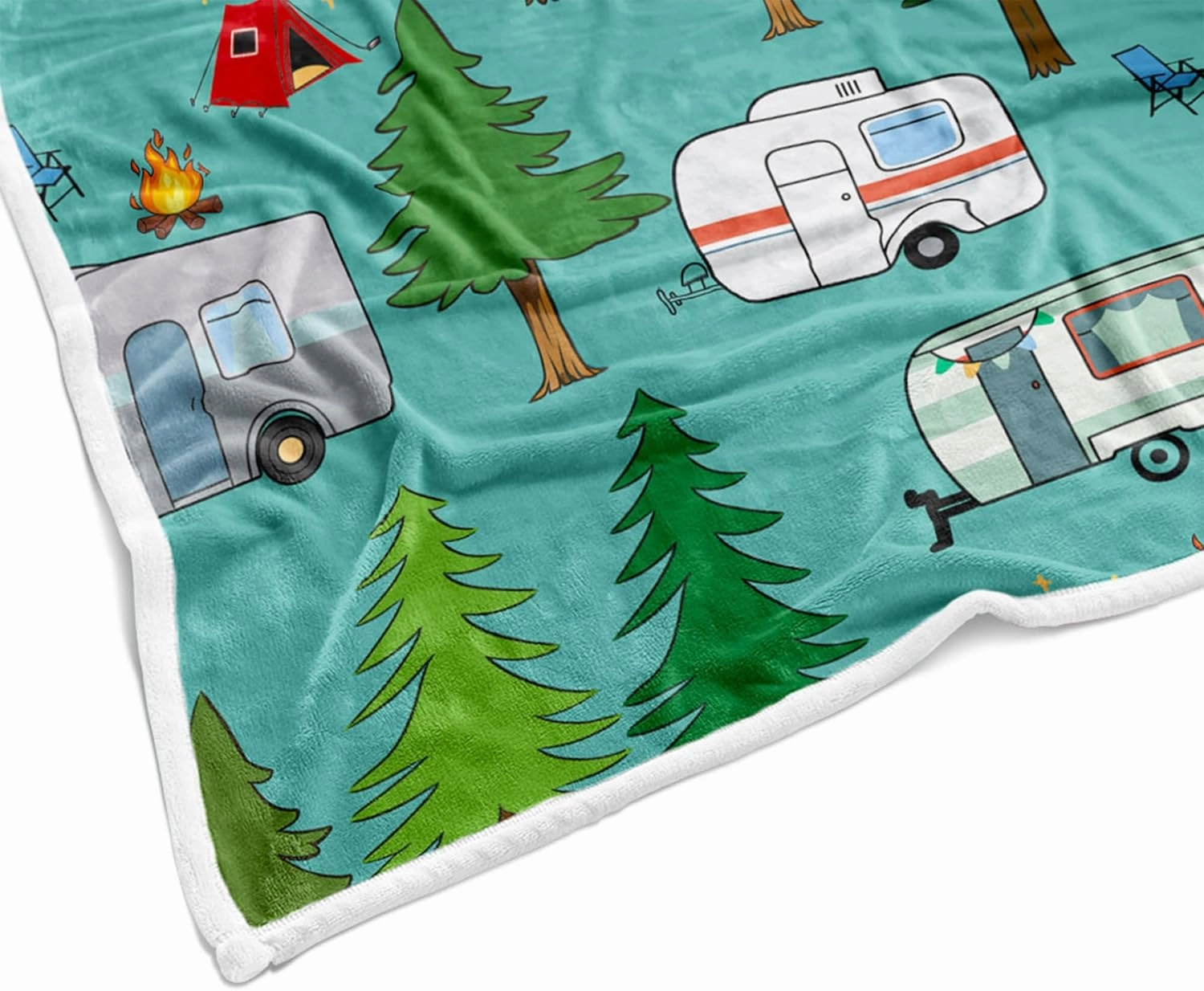 Travel Throw Blanket, Camping Blanket, Camper Decor Blanket,Outdoor Throw Blanket,Happy Camping Soft Plush Fluffy Blankets Camper Bedding for Bed Sofa Couch Camping Gifts 50x60inch
