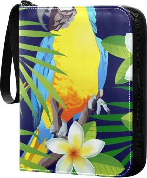 Tropical-birds-colorful Parrots Trading Card Protectors Holder Collectible Album for Sports Card Collection Storage 400 pockets Game Card Binder
