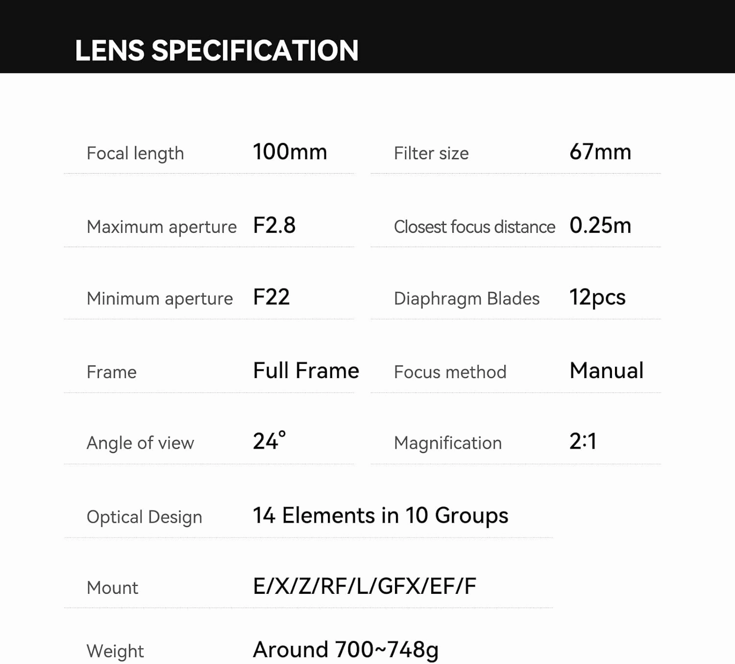 TTArtisan 100mm f/2.8 Macro 2X for Z Mount, Full Frame Manual Focus Mirrorless Camera Macro Photography Lenses Z5 Z6 Z7 Z6II Z6III Z7II ZFC Z30 Z50 Z50II Z9 Z8 ZF