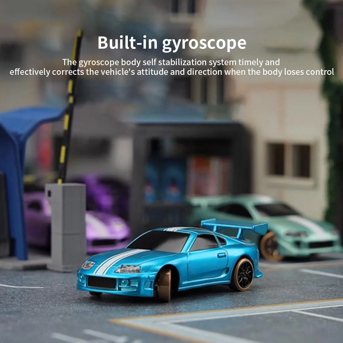 Turbo Racing RC Drift Car, C61 1/76 2.4G RC 3CH Electric RWD Drift Racing Car Model with Lights, Mini Desktop RC Car Model, Creative Rc Drift Cars for Adults (RTR/Purple)