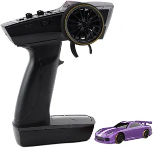 Turbo Racing RC Drift Car, C61 1/76 2.4G RC 3CH Electric RWD Drift Racing Car Model with Lights, Mini Desktop RC Car Model, Creative Rc Drift Cars for Adults (RTR/Purple)