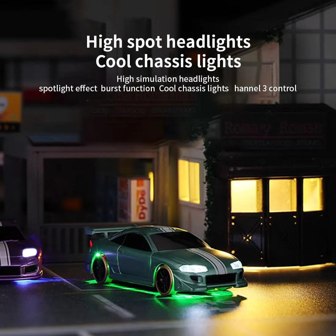 Turbo Racing RC Drift Car, C61 1/76 2.4G RC 3CH Electric RWD Drift Racing Car Model with Lights, Mini Desktop RC Car Model, Creative Rc Drift Cars for Adults (RTR/Purple)