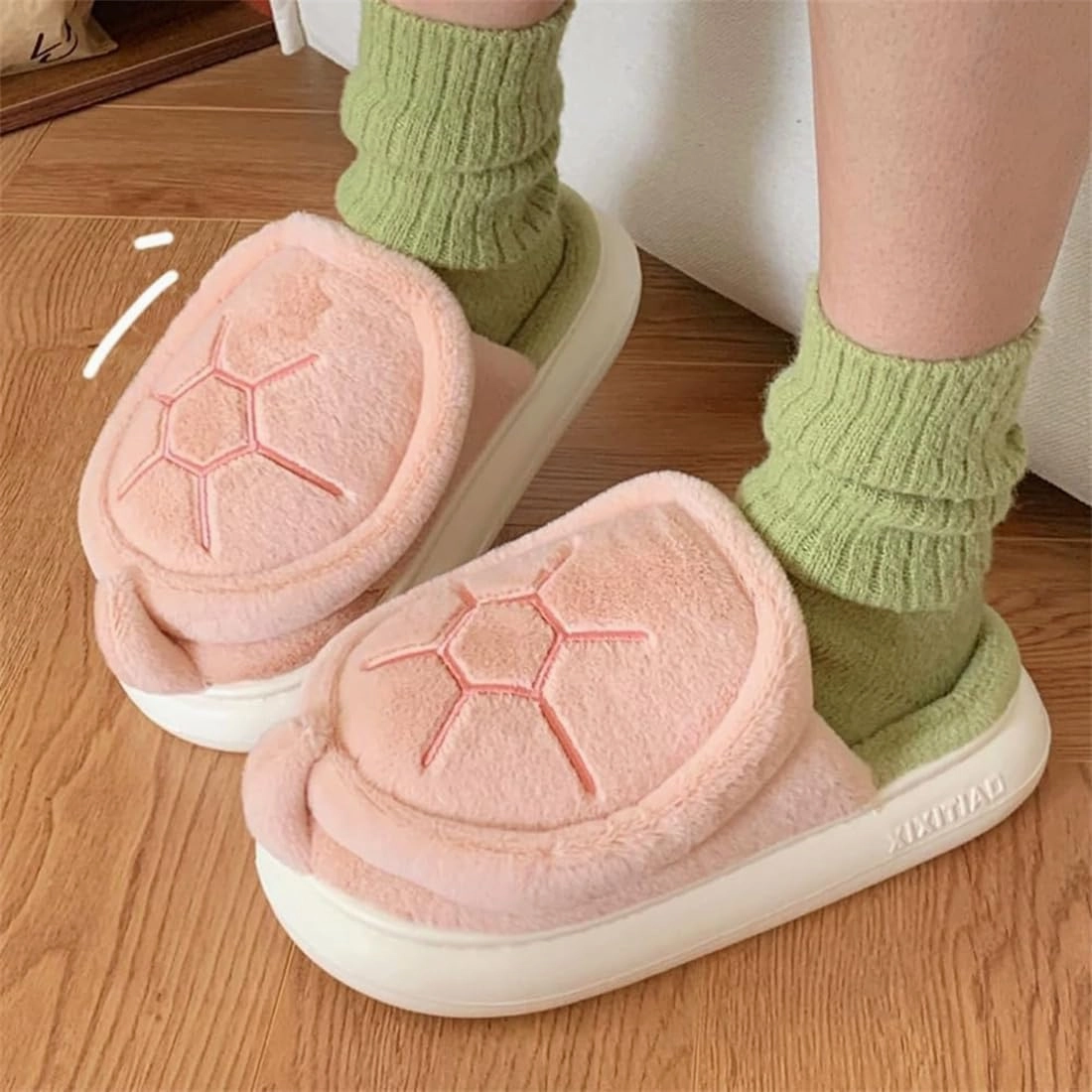 Turtle Slippers, Fuzzy Animal Slippers for Women Indoor Thick Sole Turtle Slippers