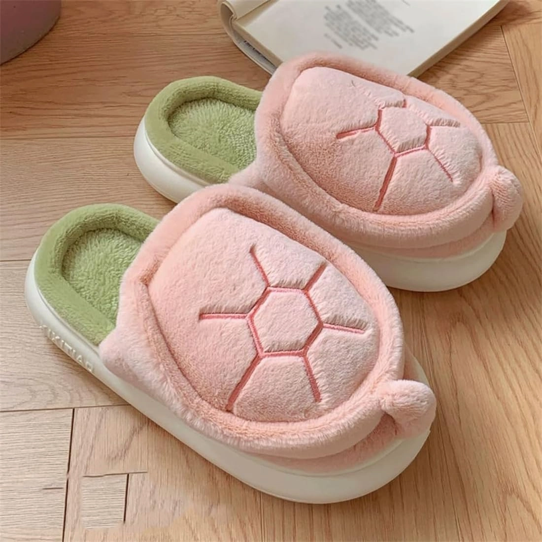 Turtle Slippers, Fuzzy Animal Slippers for Women Indoor Thick Sole Turtle Slippers
