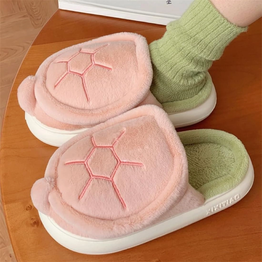 Turtle Slippers, Fuzzy Animal Slippers for Women Indoor Thick Sole Turtle Slippers