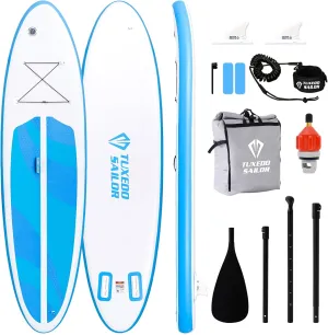 Tuxedo Sailor Inflatable Stand Up Paddle Board Foldable Paddleboard Inflatable SUP for All Skill Levels Includes Paddle Boards, Paddle, Fins, Backpack
