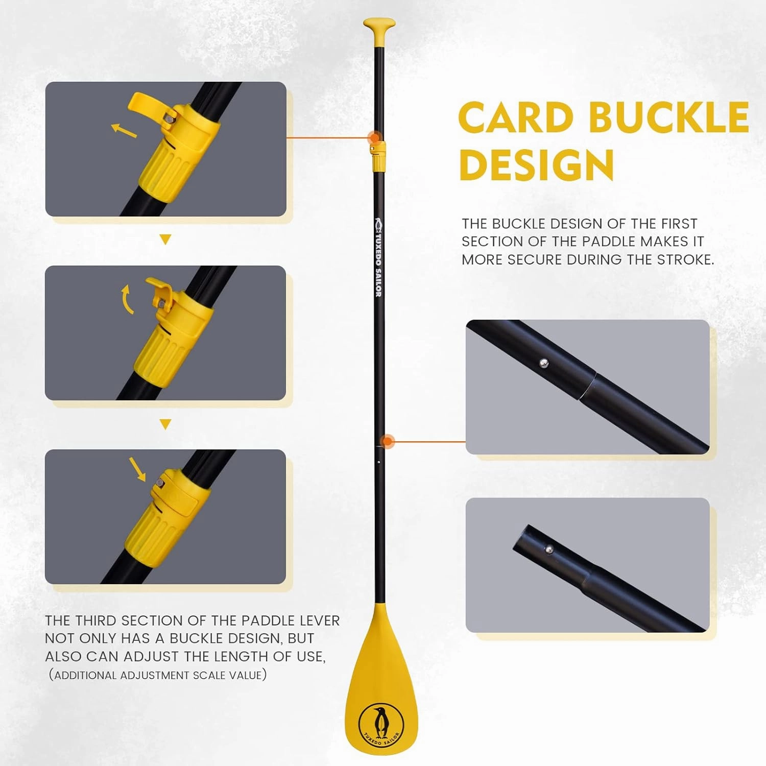 Tuxedo Sailor SUP Paddle - 3 Piece Adjustable Stand Up Paddle Board Paddle - Lightweight & Floating Paddle Board Oar - Durable and Packable, Reinforced Nylon Blades - Efficient Stroke