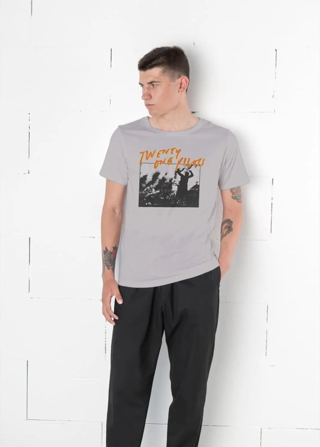 Twenty One Pilots T Shirt Concert Grey Short Sleeve Tshirt Indie Pop Rock Music Vintage Style Graphic Tee