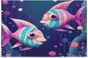 Two Colorful Fish Jigsaw Puzzle for Adults Teenagers, 1000PCS Entertainment Puzzles Large Challenging Game Gift
