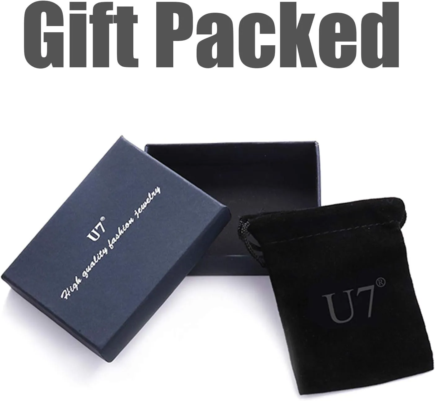 U7 Crown Initial A-Z Necklace, Iced Out Letter Pendant with 22-24 Inch Chain, Men Women Bling Hip Hop Alphabet Name Jewelry Big Initials Necklaces Color Steel,Black,Gold