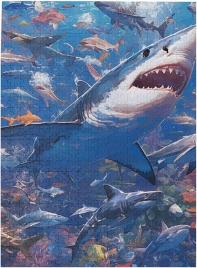 Underwater World Sharks Coral reefs and Fish Colorful 500 Piece Jigsaw Puzzle Wood Puzzles for Adults Teens Family Friends Educational Toys Gift