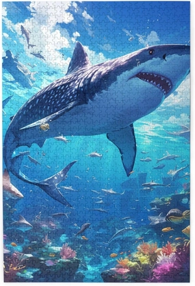 Underwater World Sharks Fish and Coral reefs Colorful 1000 Piece Jigsaw Puzzle Wood Puzzles for Adults Teens Family Friends Educational Toys Gift