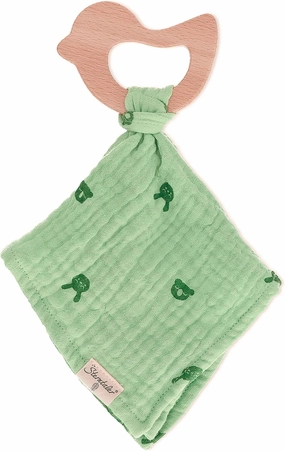 Unisex Baby Comforter with Teething Ring Kinni and Kalla - Baby Girl Soft Toy - Organic - Medium Green - 1 Piece (1 Piece)