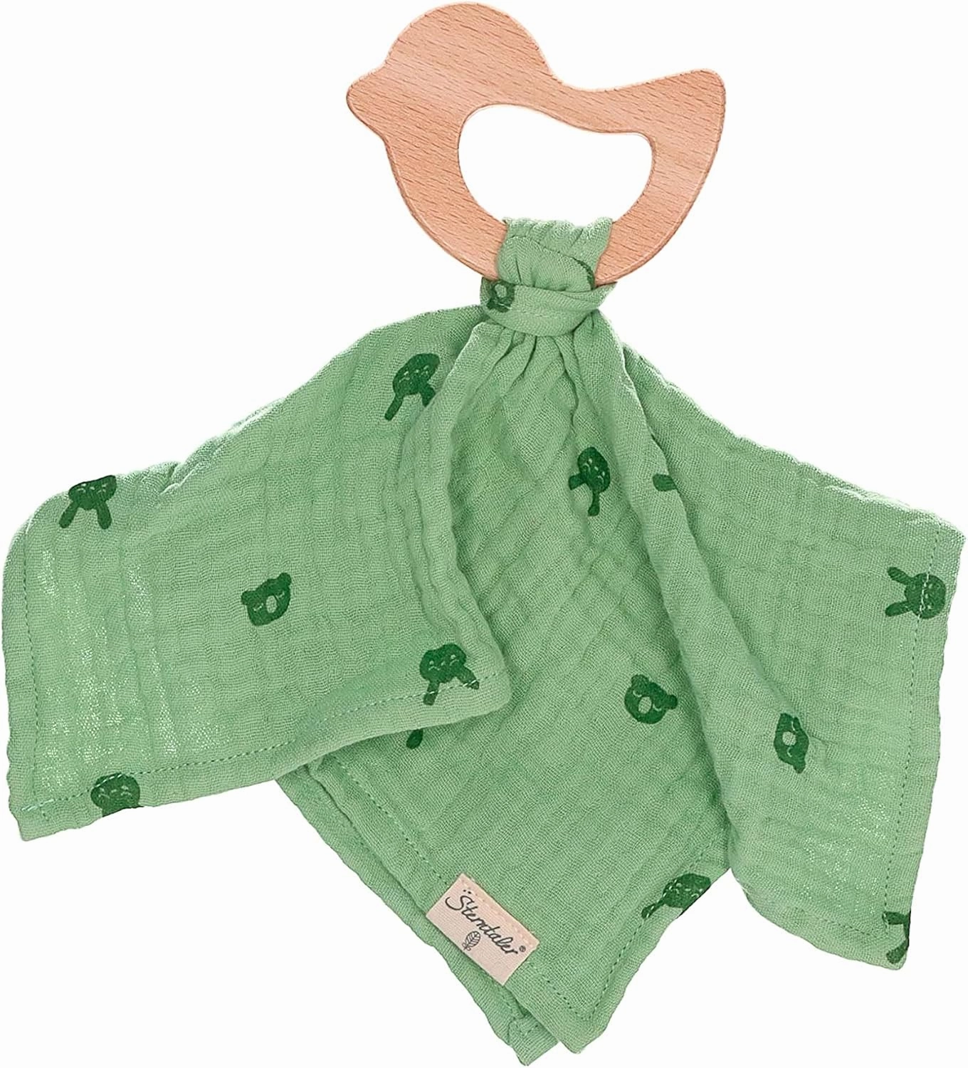 Unisex Baby Comforter with Teething Ring Kinni and Kalla - Baby Girl Soft Toy - Organic - Medium Green - 1 Piece (1 Piece)