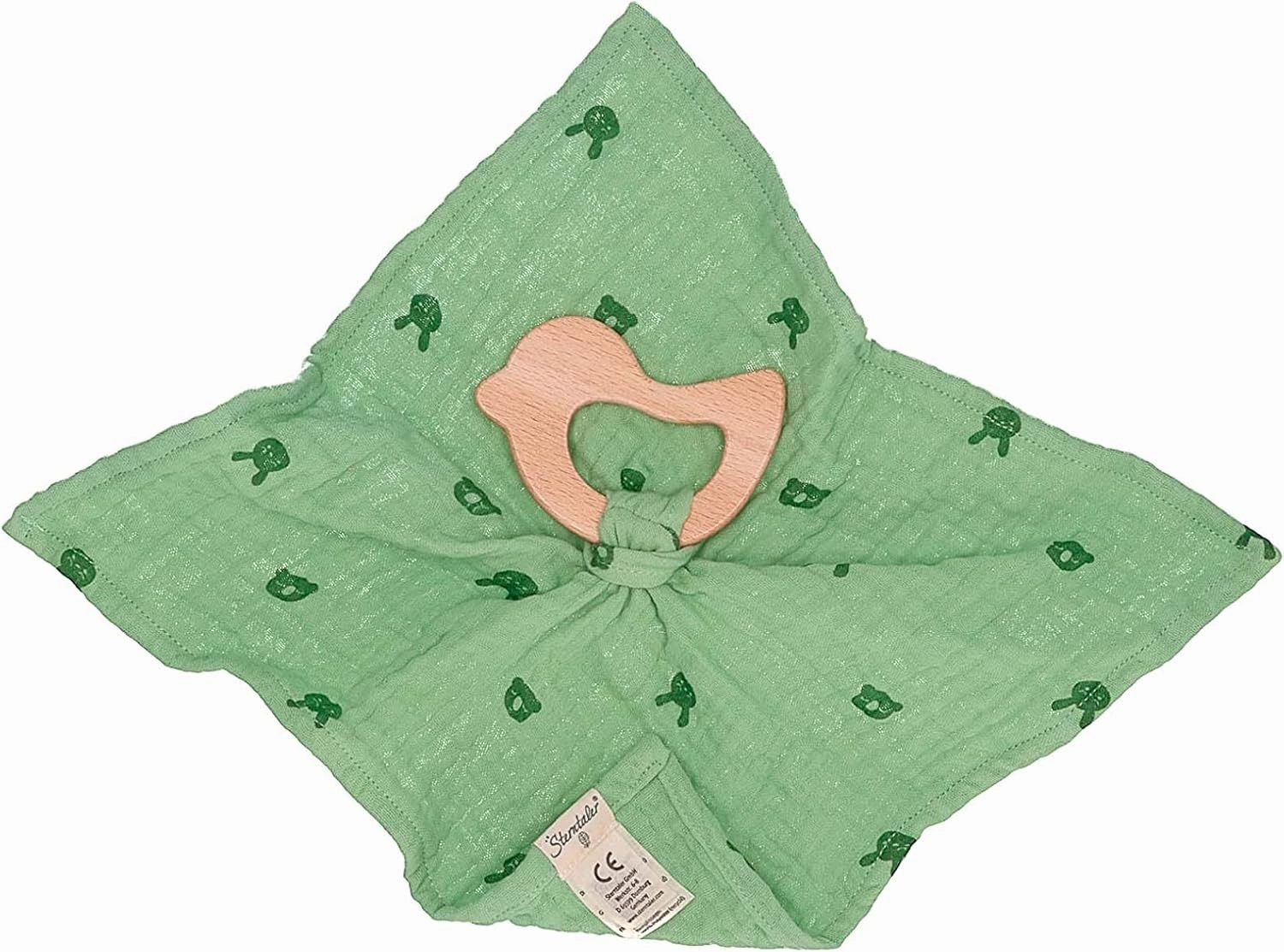 Unisex Baby Comforter with Teething Ring Kinni and Kalla - Baby Girl Soft Toy - Organic - Medium Green - 1 Piece (1 Piece)