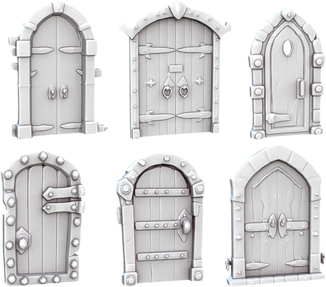 Unpainted DND Doors Miniature Scenery, Tabletop Gaming Collectible, Fantasy World, Ideal Gift for Dungeon Masters and Collectors
