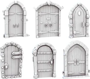 Unpainted DND Doors Miniature Scenery, Tabletop Gaming Collectible, Fantasy World, Ideal Gift for Dungeon Masters and Collectors