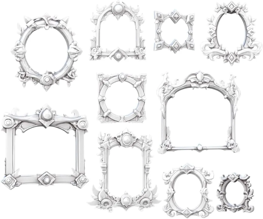 Unpainted DND Picture Frames Miniature Scenery, Tabletop Gaming Collectible, Fantasy World, Ideal Gift for Dungeon Masters and Collectors