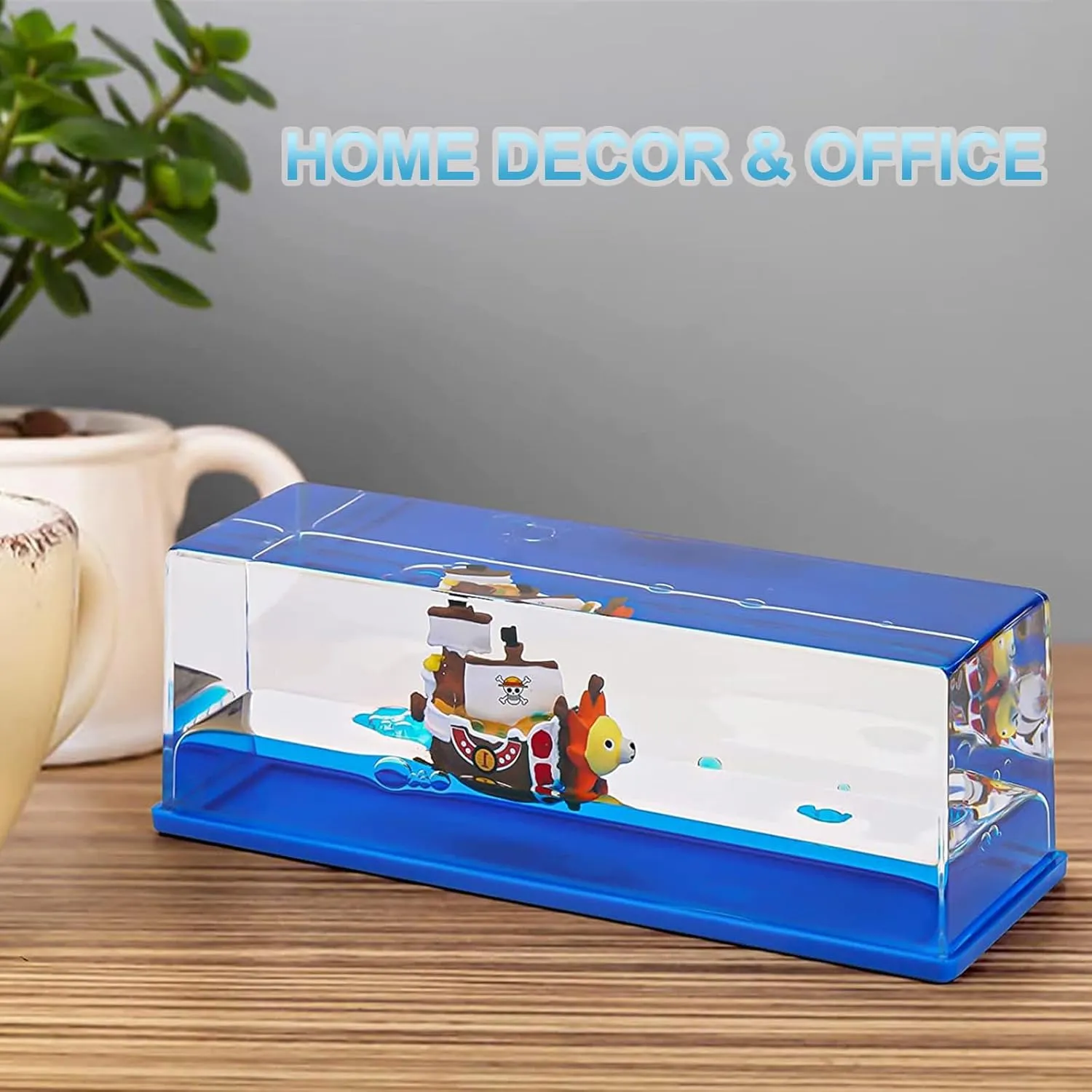 Unsinkable Boat Pirate Ship, Housand Sunny Fluid Drift Bottle, Ship in a Bottle Cruise Ship Model Toy, Suitable, for Car Decor, Home Showcase Desktop Ornaments-Rectangle