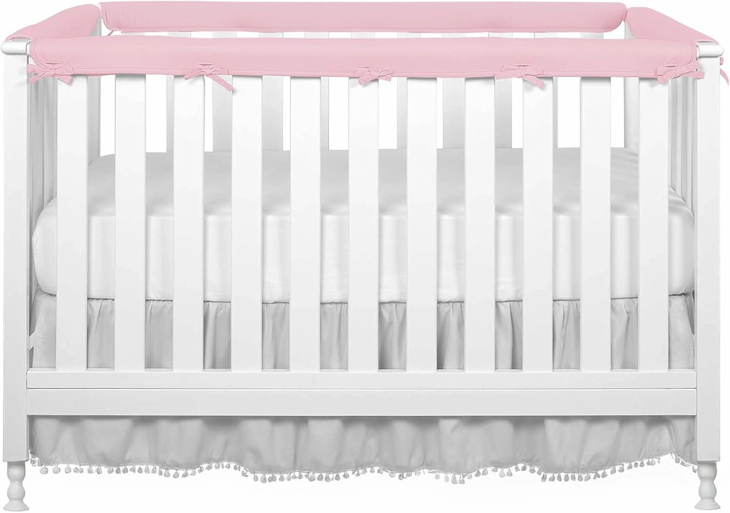 Upgraded 4 PCS Bed RailGuard Cover, Soft Anti-Collision Strip Corner Cover in Cotton Fabrics, Protect Baby Teeth and Save Rails, Rail Edge Protector Strip Fits 52" x 28" 4 Sides Full-Size Bed, Pink