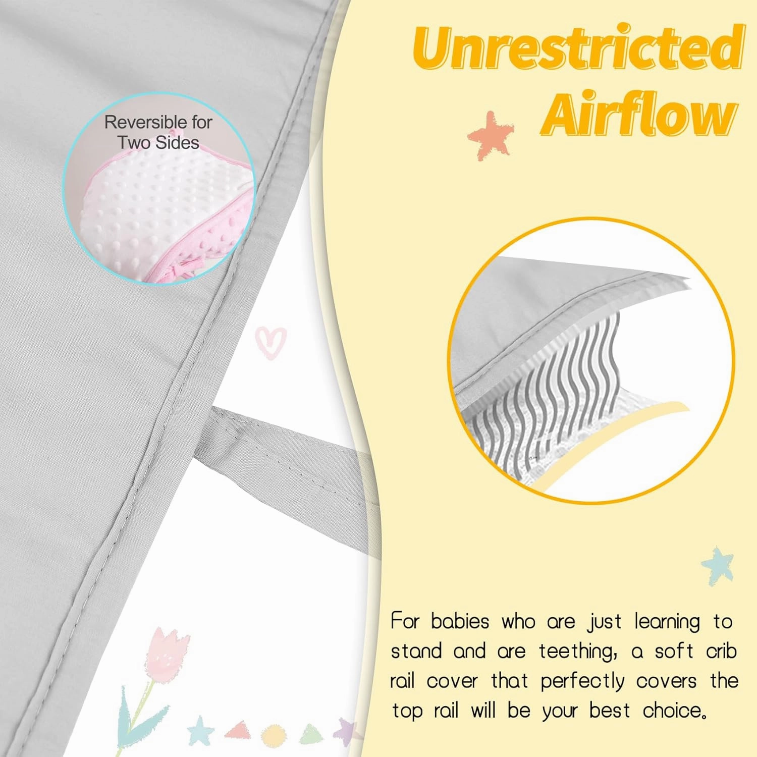 Upgraded 4 PCS Bed RailGuard Cover, Soft Anti-Collision Strip Corner Cover in Cotton Fabrics, Protect Baby Teeth and Save Rails, Rail Edge Protector Strip Fits 52" x 28" 4 Sides Full-Size Bed, Pink