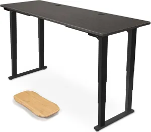 Uplift Ash Gray Laminate (80 x 30 inch) Electric Standing Desk V2 (Black) 4-Leg Adjustable Stand Up Desk, Advanced Keypad, Wire Grommets, Wire Management Tray, Bamboo Rocker-X Board