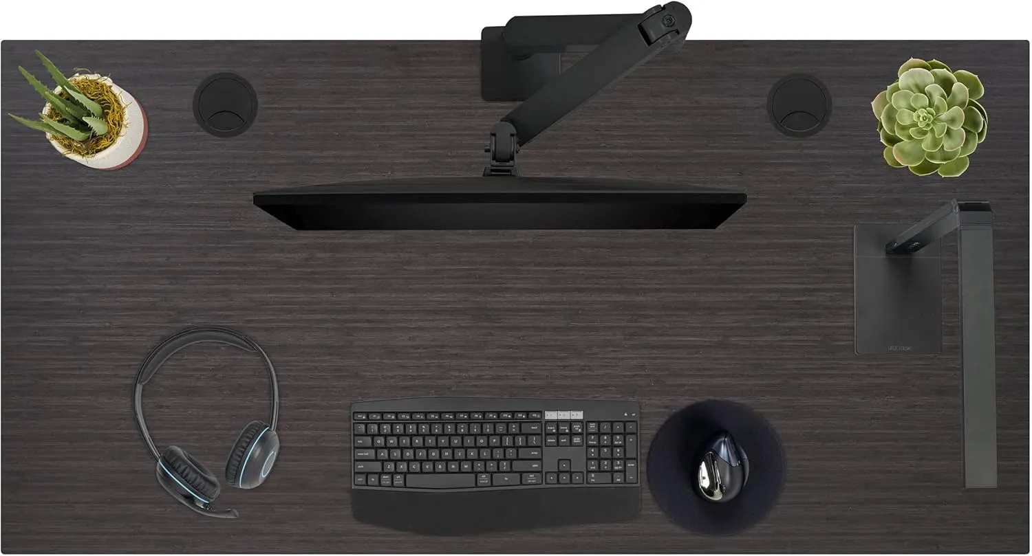 Uplift Ash Gray Laminate (80 x 30 inch) Electric Standing Desk V2 (Black) 4-Leg Adjustable Stand Up Desk, Advanced Keypad, Wire Grommets, Wire Management Tray, Bamboo Rocker-X Board