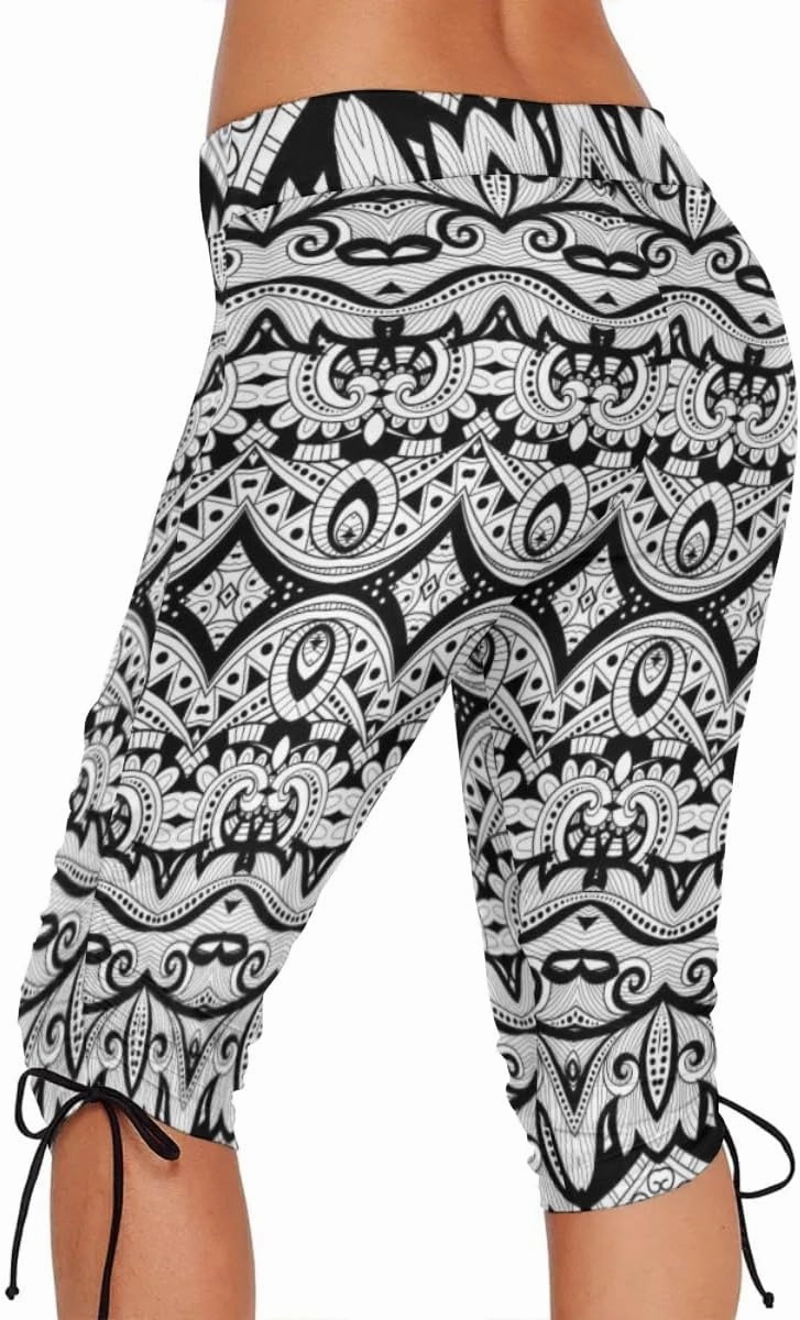 Urchics Womens Plus Size Rash Guard Capris High Waist Swimwear Bottoms Long Swim Shorts Tankini Bottom Swim Lengging