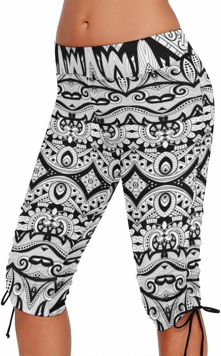 Urchics Womens Plus Size Rash Guard Capris High Waist Swimwear Bottoms Long Swim Shorts Tankini Bottom Swim Lengging