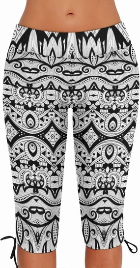 Urchics Womens Plus Size Rash Guard Capris High Waist Swimwear Bottoms Long Swim Shorts Tankini Bottom Swim Lengging