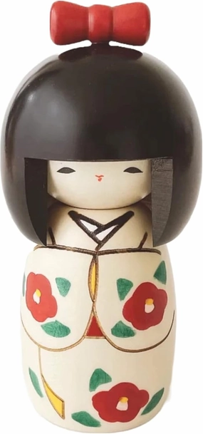 Usaburo Modern Japanese Kokeshi Doll (Ribbon), Made in Japan, Collectible Figurines, Traditional Crafts, Girl in Kimono