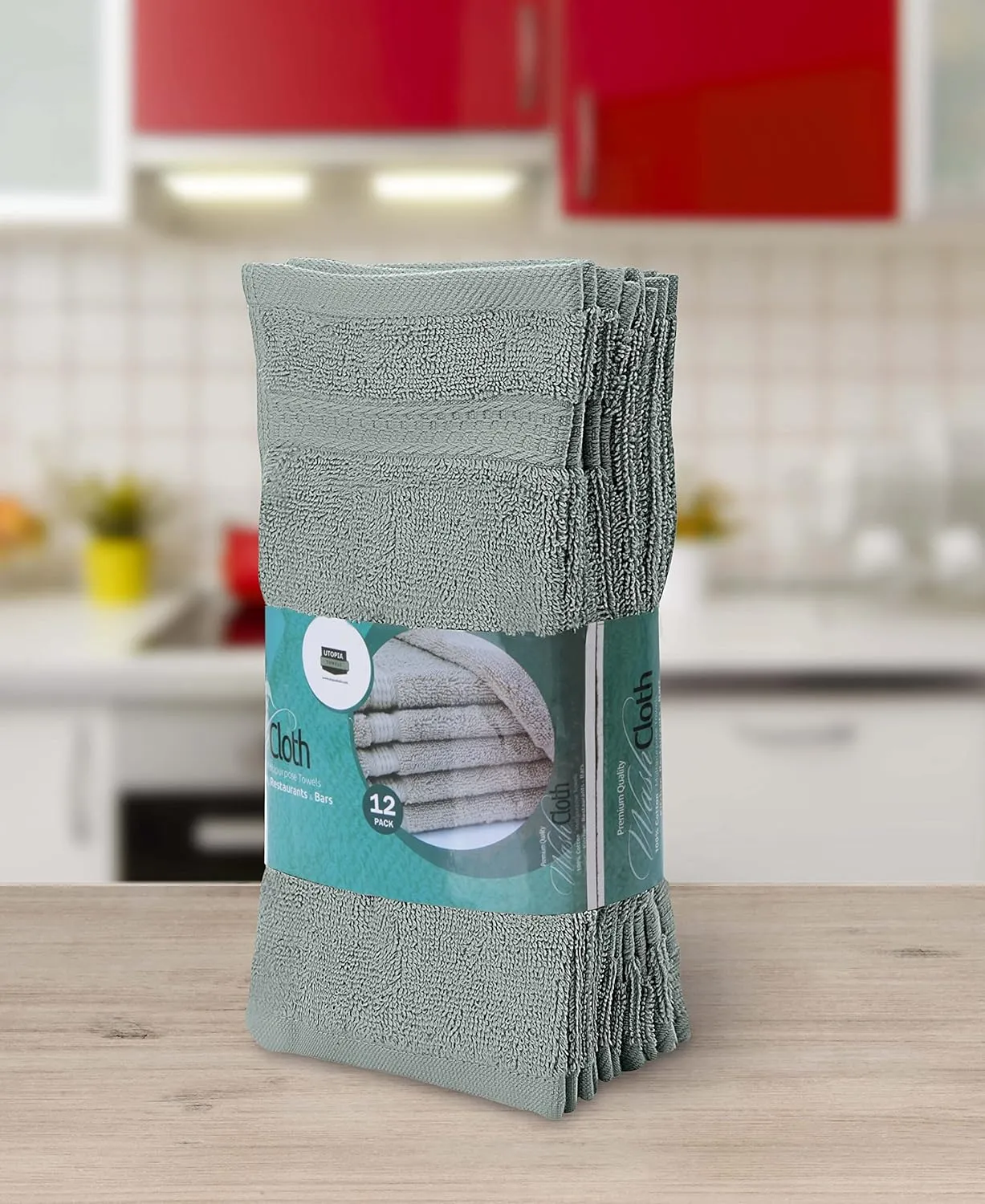 Utopia Towels 12 Pack Premium Wash Cloths Set, 12 by 12 Inches, 100% Cotton Ring Spun, Highly Absorbent and Soft Feel Essential Washcloths for Bathroom, Spa, Gym, and Face, Cool Grey