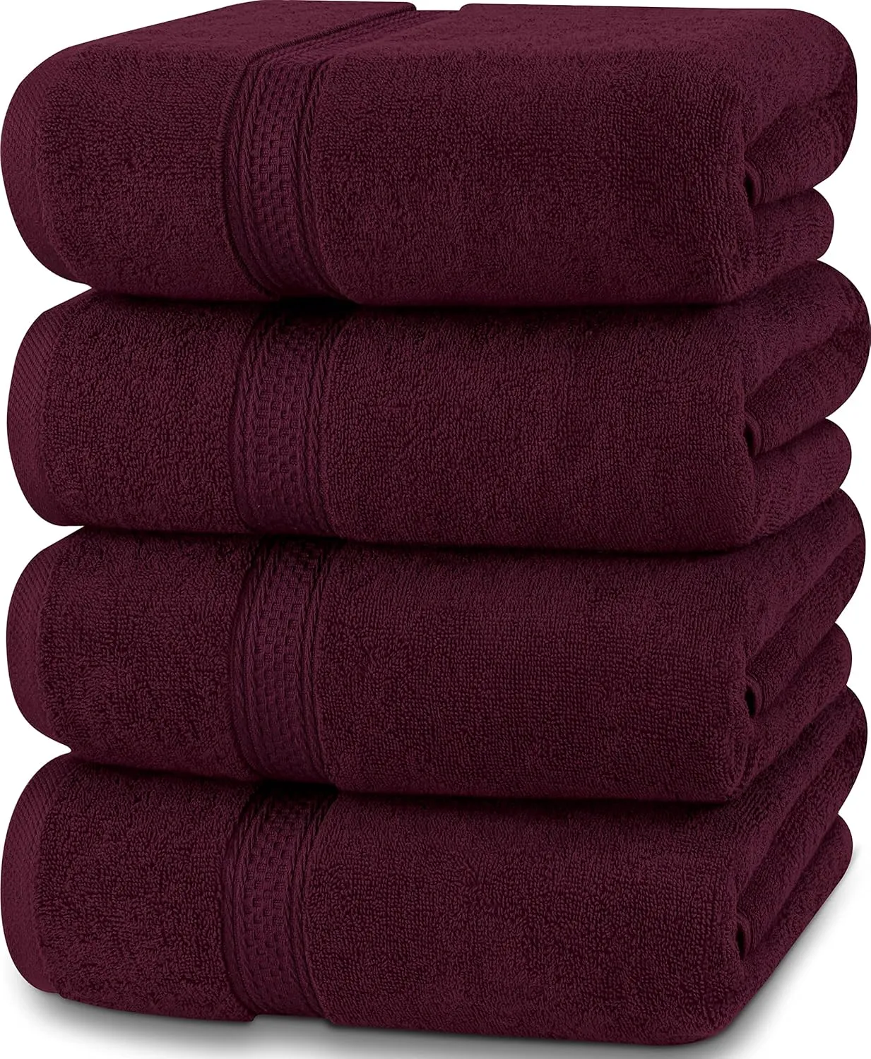 Utopia Towels 4 Pack Premium Bath Towels Set, 27 by 54 Inches, 100% Ring Spun Cotton 600GSM, Lightweight and Highly Absorbent Quick Drying Towels, Perfect for Daily Use, Burgundy