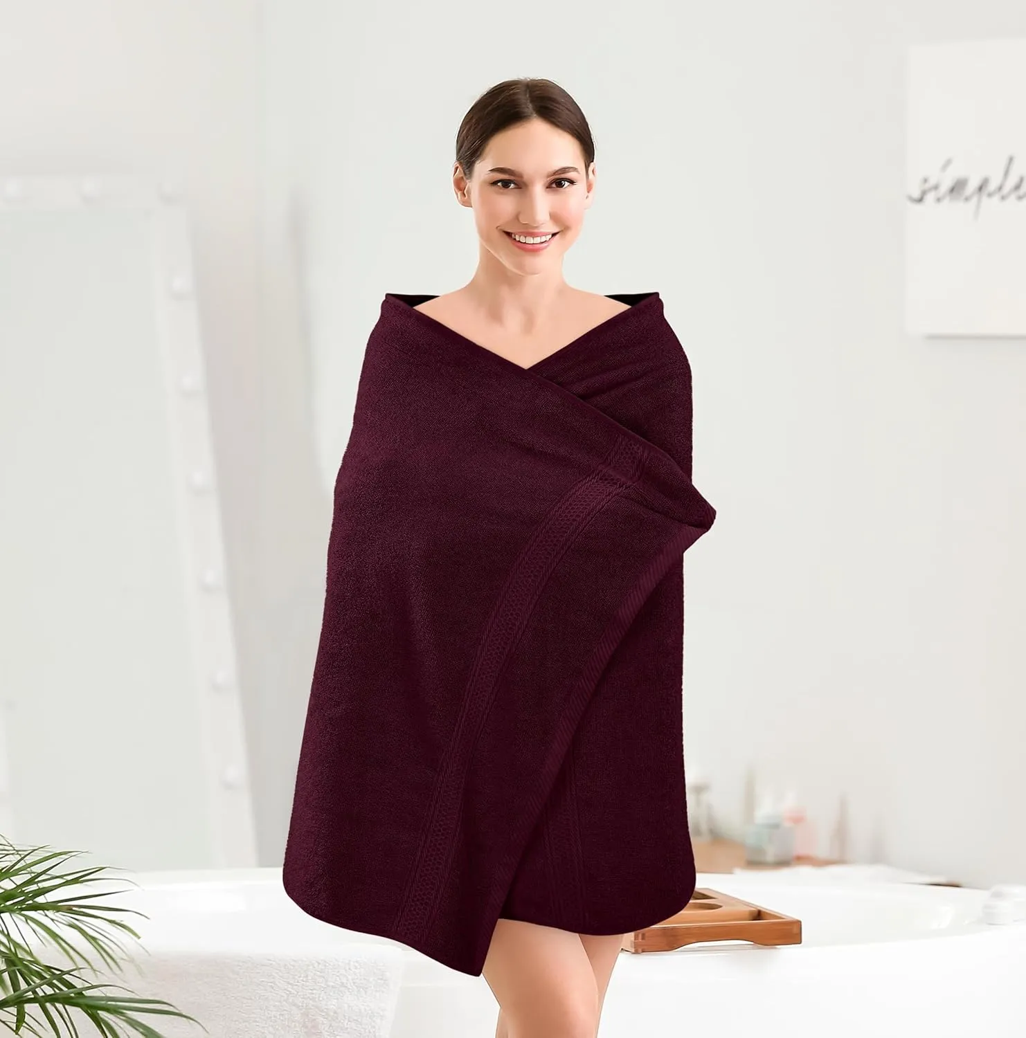Utopia Towels 4 Pack Premium Bath Towels Set, 27 by 54 Inches, 100% Ring Spun Cotton 600GSM, Lightweight and Highly Absorbent Quick Drying Towels, Perfect for Daily Use, Burgundy