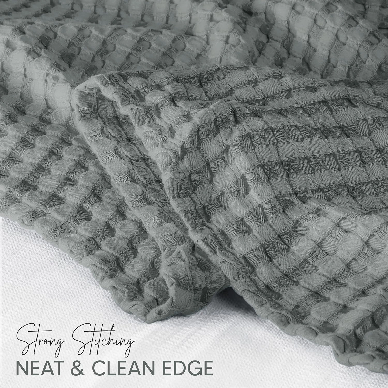 Utopia Bedding Cool Grey 100% Cotton Waffle Blanket 300 GSM [Twin - 90x72 Inch] Soft Lightweight Breathable Bed Blanket for All Season
