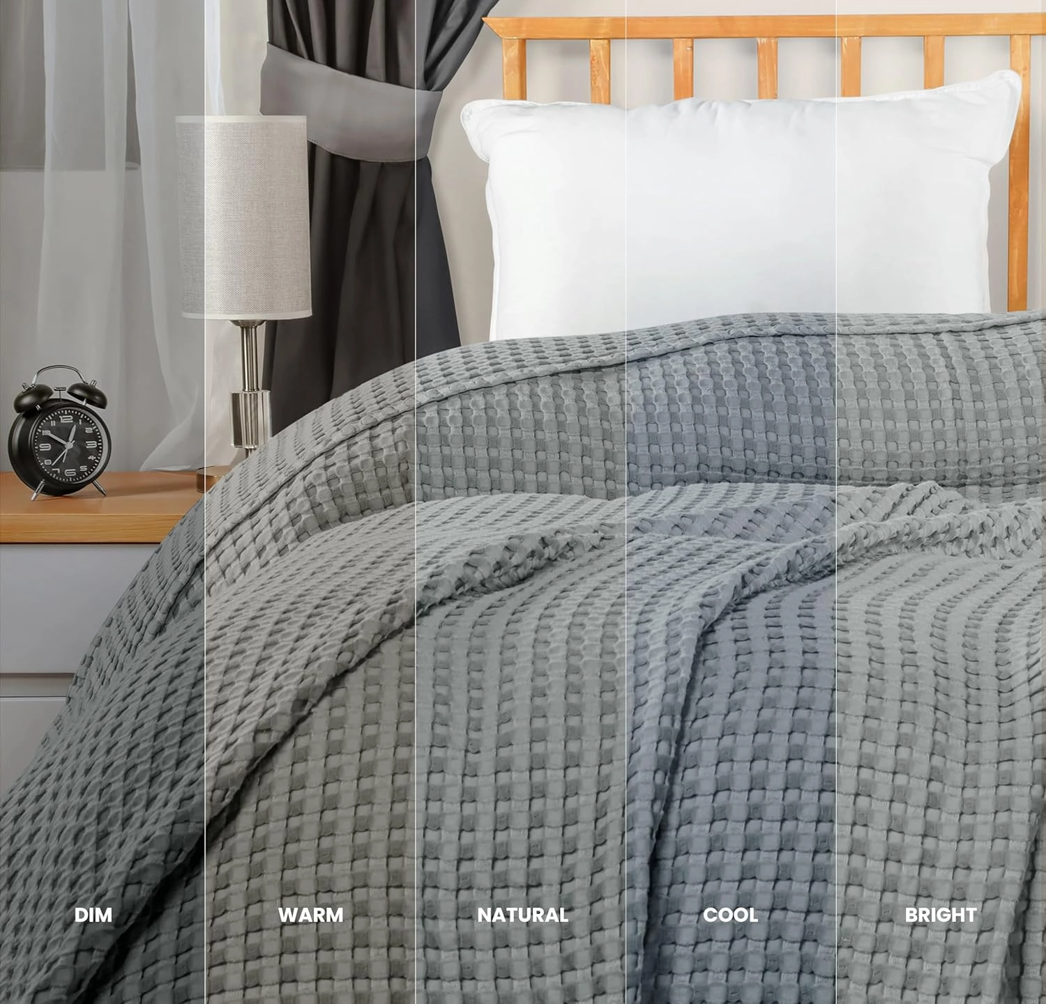 Utopia Bedding Cool Grey 100% Cotton Waffle Blanket 300 GSM [Twin - 90x72 Inch] Soft Lightweight Breathable Bed Blanket for All Season