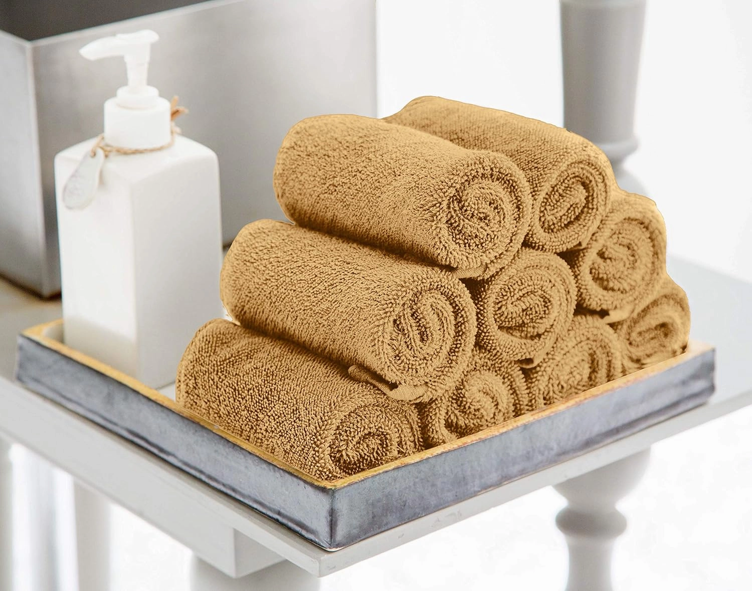 Utopia Towels 12 Pack Cotton Washcloths Set, 100% Ring Spun Cotton, Premium Flannel Face Cloths, Highly Absorbent and Soft Feel Fingertip Towels, Beige, Plum, Sage Green, Navy