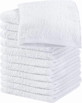 Utopia Towels 12 Pack Cotton Washcloths Set - 100% Ring Spun Cotton, Premium Quality Flannel Face Cloths, Highly Absorbent and Soft Feel Fingertip Towels (White)