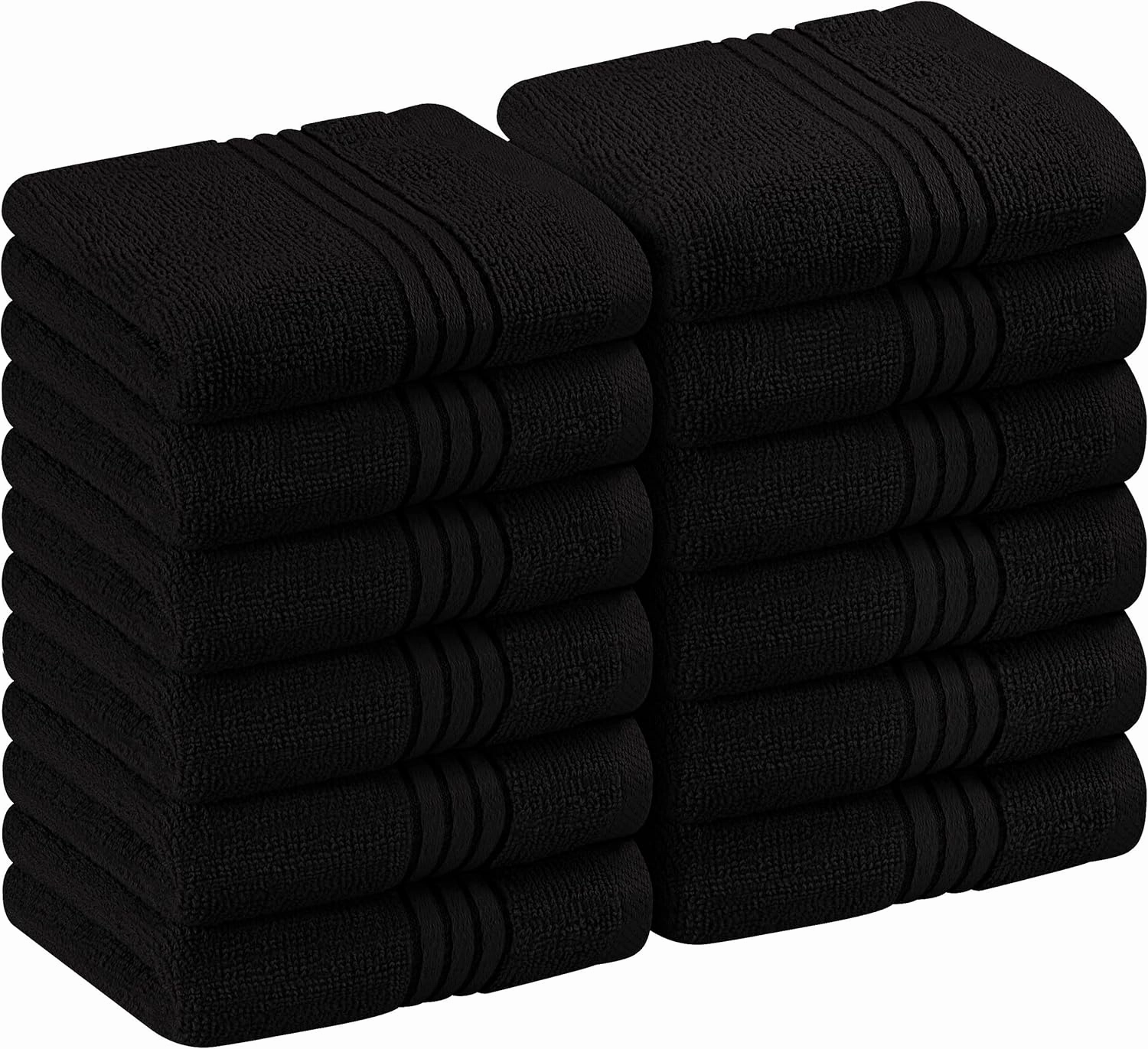 Utopia Towels 12 Pack Premium Wash Cloths Set, 12 by 12 Inches, 100% Cotton Ring Spun, Highly Absorbent and Soft Feel Washcloths for Bathroom, Spa, Gym, and Face, Black