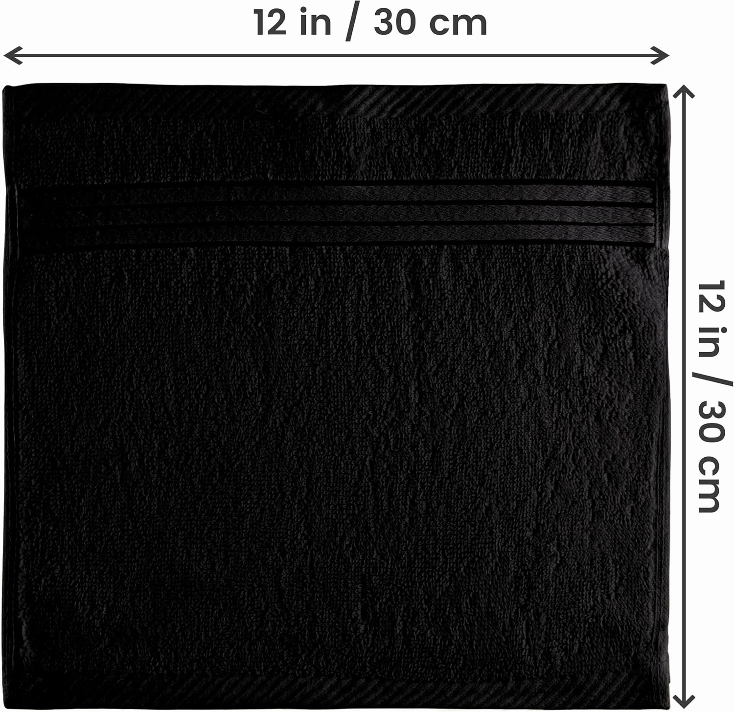 Utopia Towels 12 Pack Premium Wash Cloths Set, 12 by 12 Inches, 100% Cotton Ring Spun, Highly Absorbent and Soft Feel Washcloths for Bathroom, Spa, Gym, and Face, Black